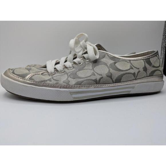 Coach Edith Stylish Coach Casual Sneakers Silver Grey 8.5 M F0007/A08 - Picture 4 of 8